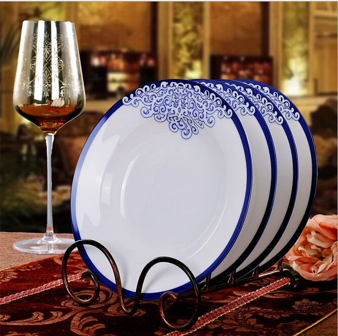 Haonai Elegant Bone China Dinner Plate,9 Inch Dinner Plate Set,Set Of 4