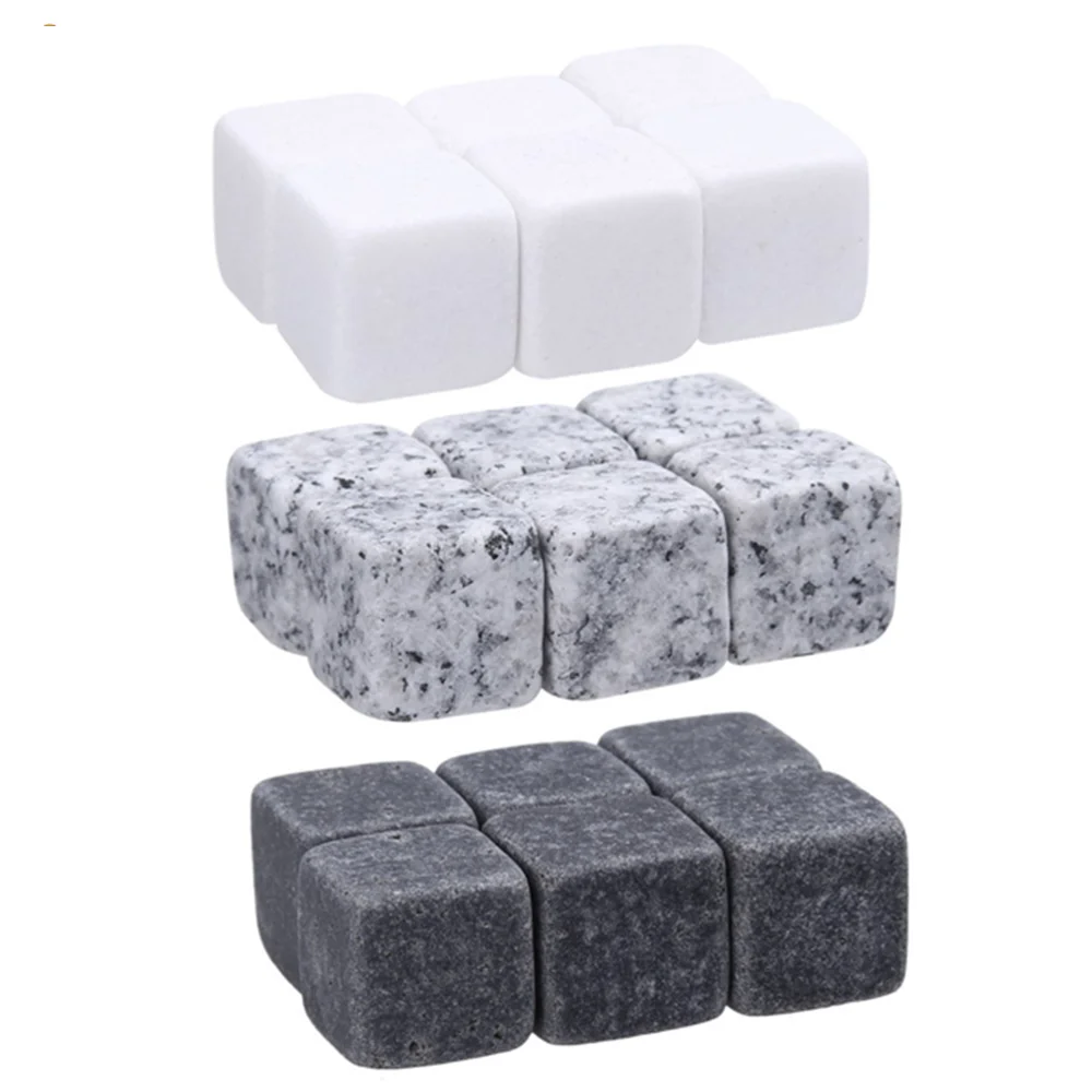 

Premium Wholesale Natural Whisky Dice Ice Stone Cube Gift for Sets 6 Pieces a Set, Black