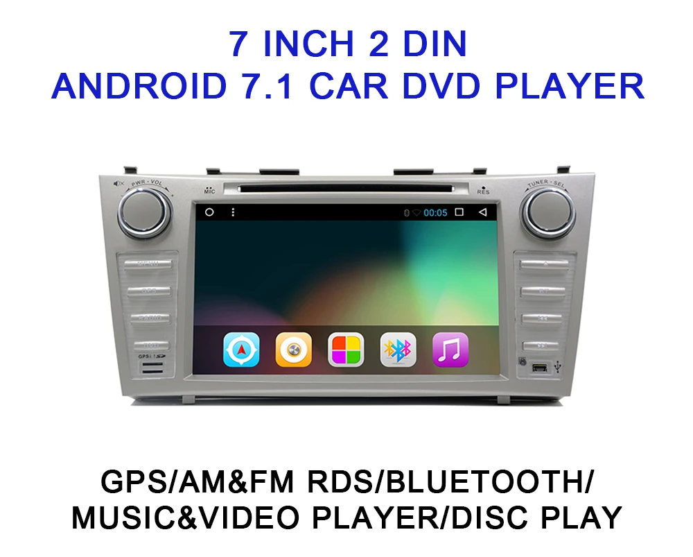 7" Quad Core Android 7.1 Car Media Player GPS Head Unit For Toyota Camry 
