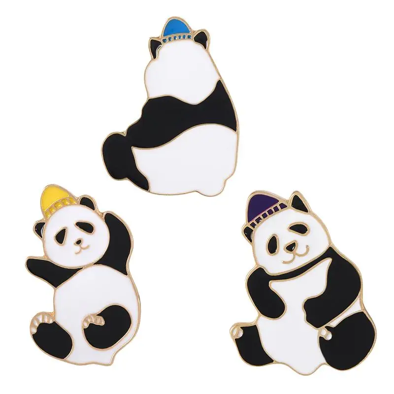 

QIHE JEWELRY Funny Panda Bag Brooches Lapel for Animal Fun Cartoon Clothes Badge Gift for Children, Picture shows