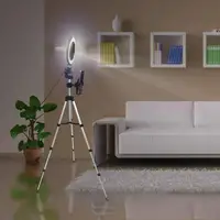 

Ring Light with Tripod Stand by Live Mini Dimmable LED Camera Light for Selfie/YouTube Video/Makeup/Table & Floor Lamp