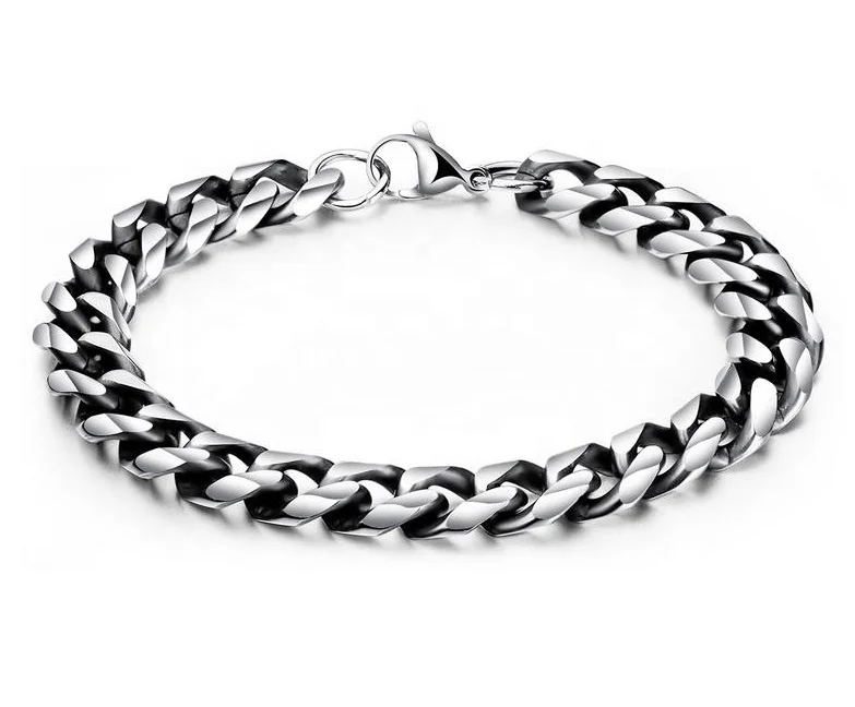 

2020 Wholesale Punk Hip Hop Cuban Link Chain Bracelet Steel Retro Vintage Anti Party Jewelry Men Women 2020 Hot Selling Chain, Steel naturl color