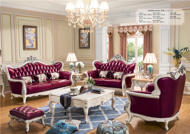 New model french style furniture leather sofa set
