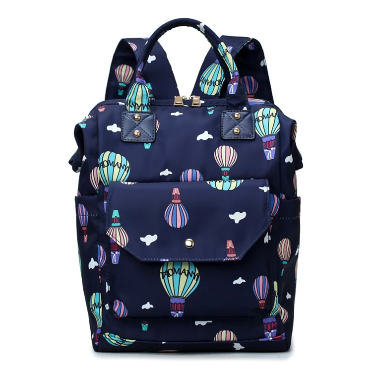 

New Oem Large Capacity Floral Pattern Women Mommy Canvas Bags Baby Boy Care Diaper Bag Nappy Backpack for Girls Mom, As picture