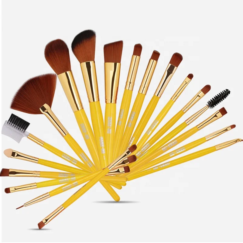 

Portable 19pcs Wood Handle Eyeliner Eyeshadow Lip Cosmetic Makeup Brush Set, Customized color