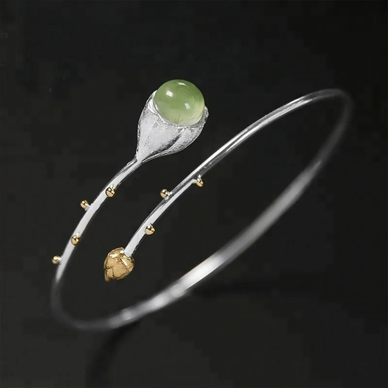 Design Jewelry Elegant Lotus Buds gemstone bangle