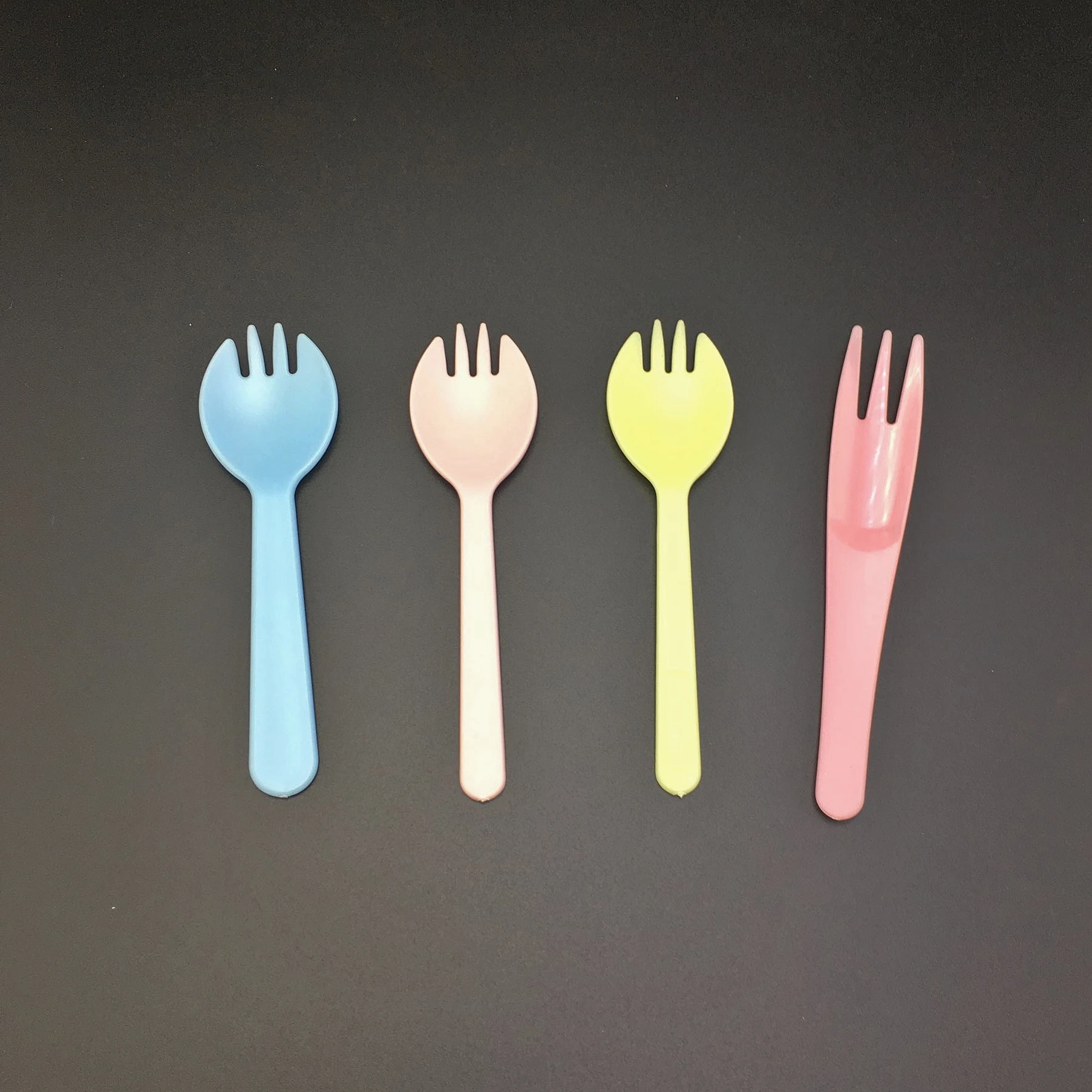 Colorful Long Handle Mini Plastic Spoon And Fork For Dessert Custom Printed Disposable Pp Ps