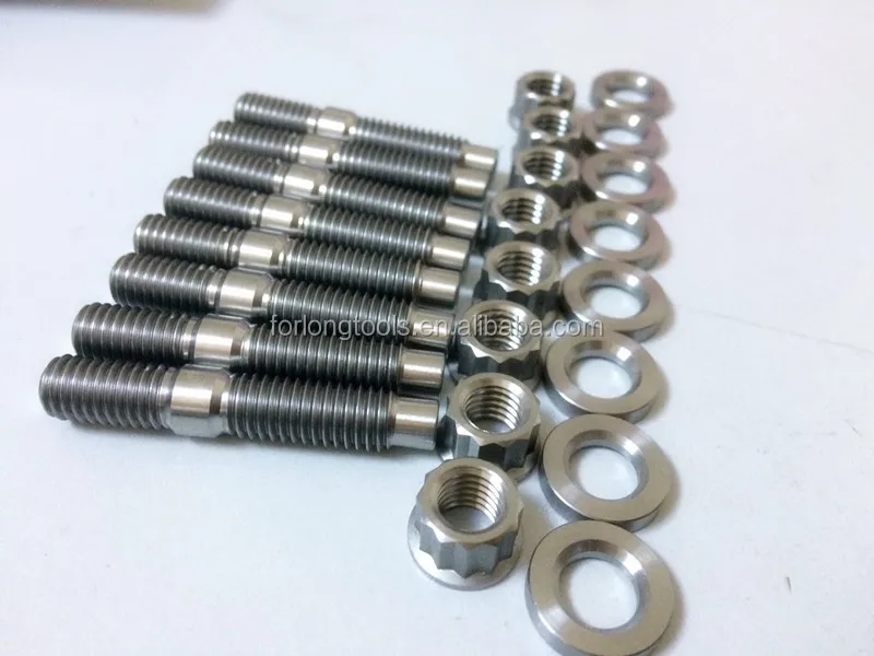 Titanium Exhaust Manifold Stud Kit M8 X 1.25 Studs,Nuts And Washers
