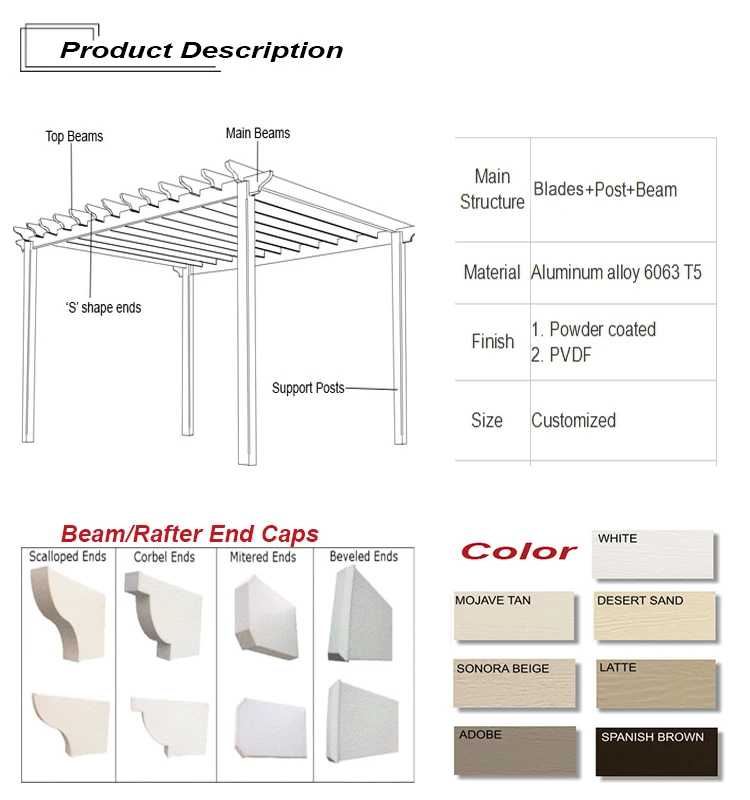 Modern Backyard Roof Terrace Garden Waterproof Alluminio Automatico Custom Bioclimatic Aluminium Pergola