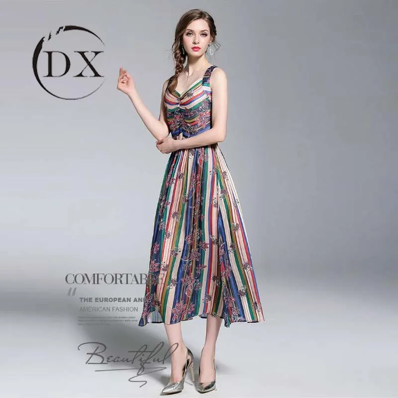 Lady Woman Girl Summer Fashion Long Maxi Sleeveless V Neck Vintage Bohemian Slip Dress