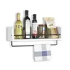 Rustic State Kitchen Wood Wall Shelf with Metal Rail Spice Rack White 20 Inch Organizer