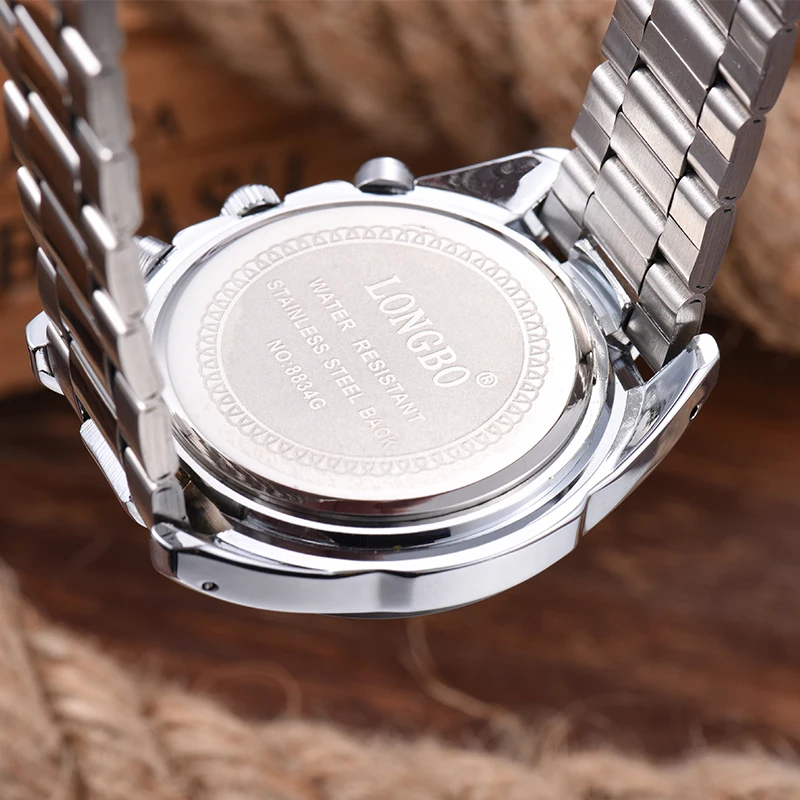 8834 hot brand stainless steel case back watch water resistant