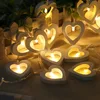 10 LED wooden peach heart-shaped battery box Christmas tree holiday party outdoor indoor love decoration light string