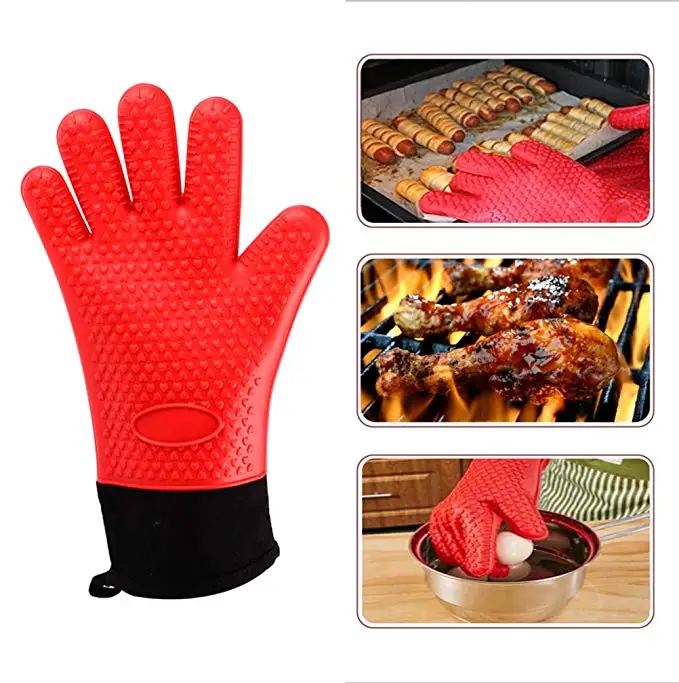 Best Kitchen Nonslip Silicone Rubber Cooking Gloves Oven Mitt Grill