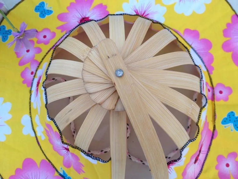 Folding Fan Foldable Bamboo Hat And Fan,Summer Beach Foldable Hat Fan,2