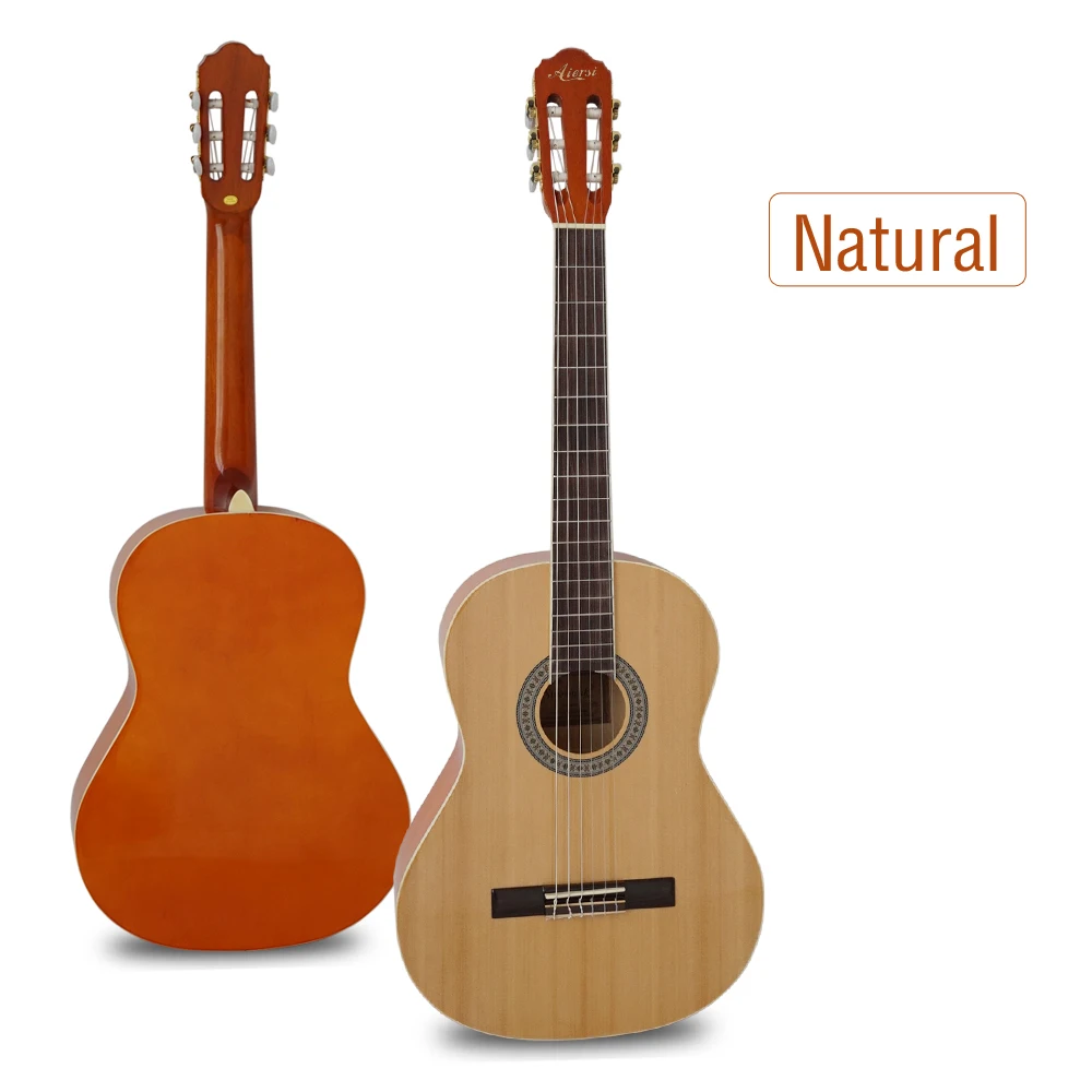 

Wholesale Aiersi Custom Brands factory price Colorful classical guitar OEM ODM handmade classic guitar, Natural