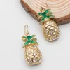 Hot Selling Fashion Metal Gold Crystal fruit pineapple earrings