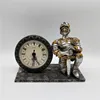 Resin Gifts Crafts Ancient Warriors Figurines Decorative Art Desk Clock