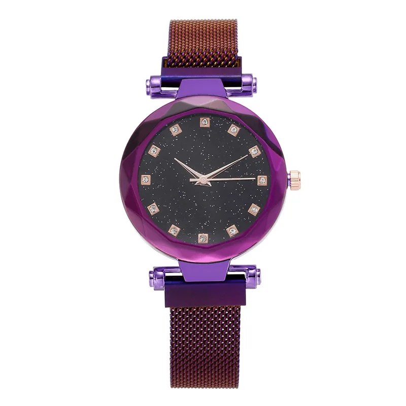 

Charming Purple Women Watches Casual Starry Sky Lady Wristwatch Magnet Buckle Fashion Luxury Brand Female Watch
