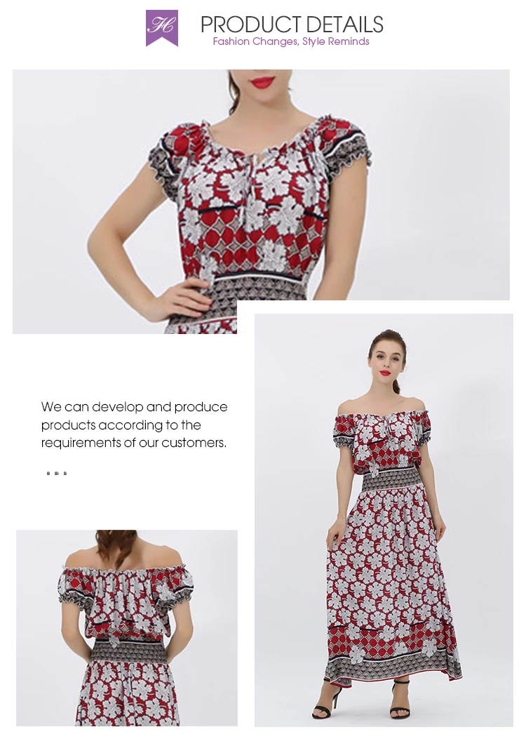 Fashion Ladies Casual Summer Cap Short Sleeve Long Floral Print Women Apparel Maxi Dresses