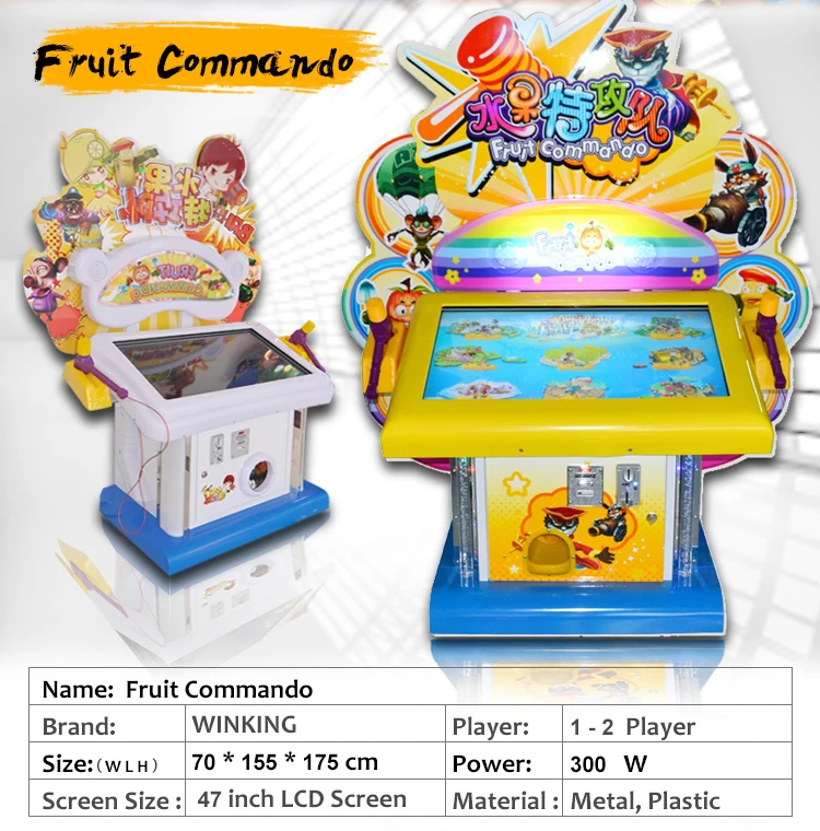 Winking Fruit Commando Hammer Arcade Game Machine Coin Operated Ticket