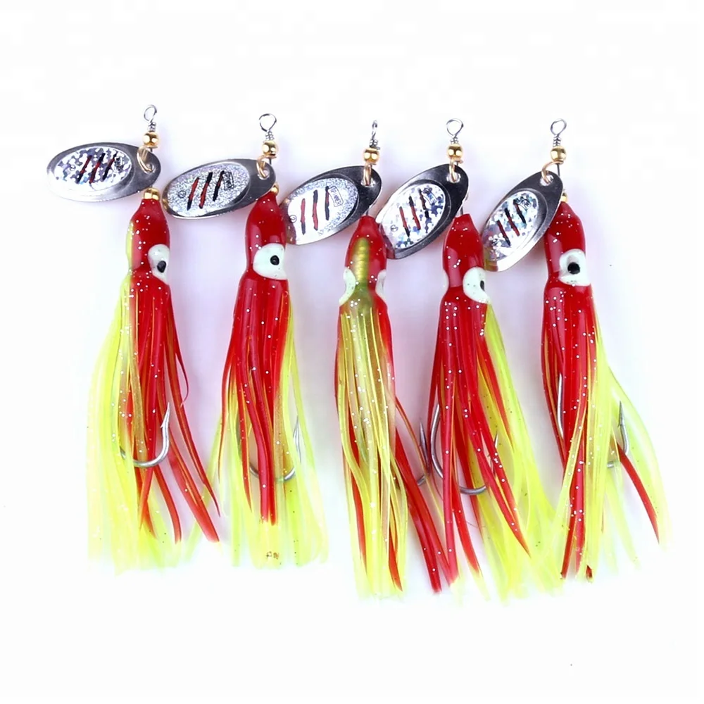 

Hengjia Soft Octopus Skirts 7.5g squid rigs trolling fishing lures spinner baits, 1 color