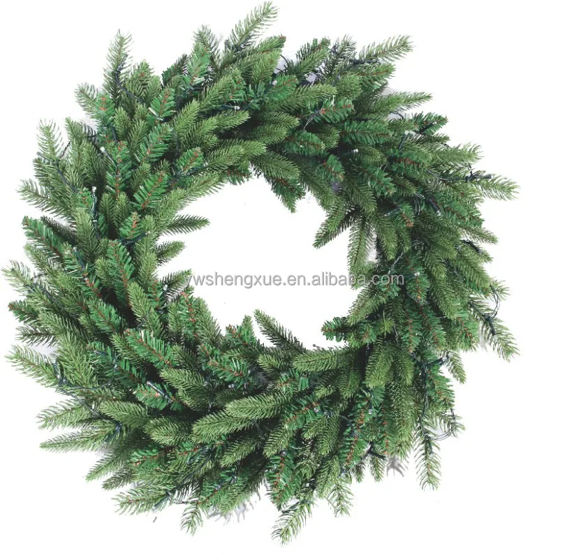 New Pe Pvc Artificial Wreath Indoor Holiday Christmas Decoration Led