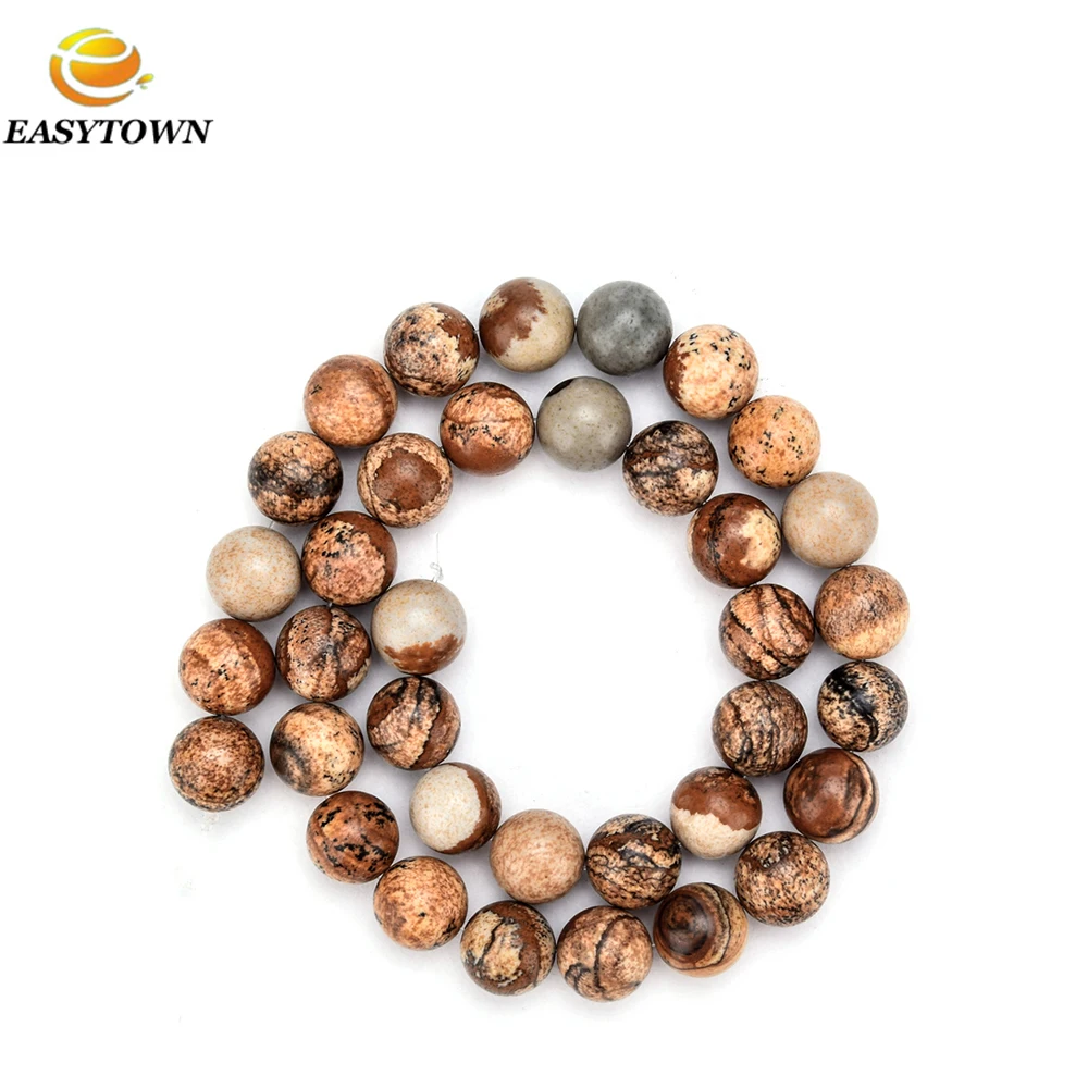 

Natural Stone Picture Jasper Beads Rounde Loose Beads For Bracelets And Necklace Making