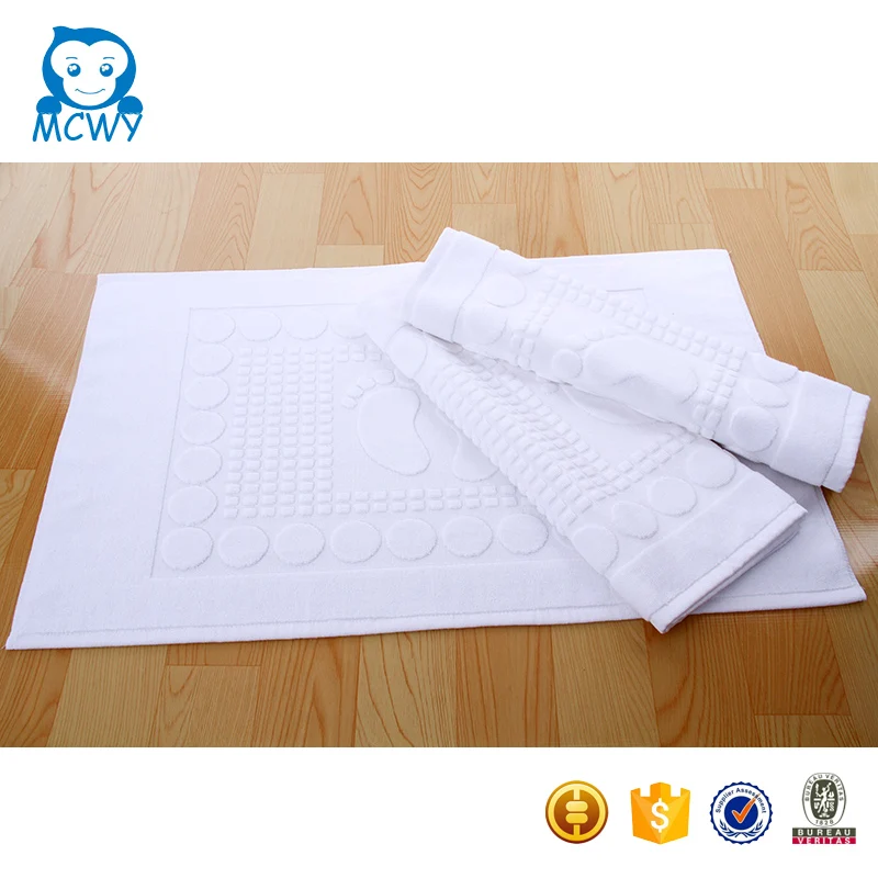 100 Cotton White Anti Slip Floor Towel Wholesale Hotel Home Jacquard