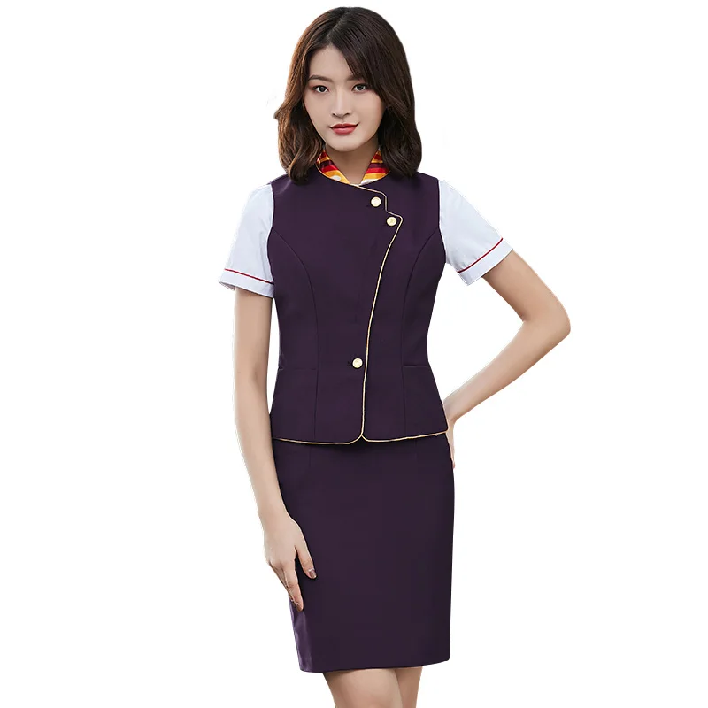 

Fashion design aviation uniforms airline stewardess hostess uniform, Deep purple