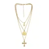 2019 Top seller Boho Gold Jewelry Multi Layer Necklace With Maria Cross Necklace