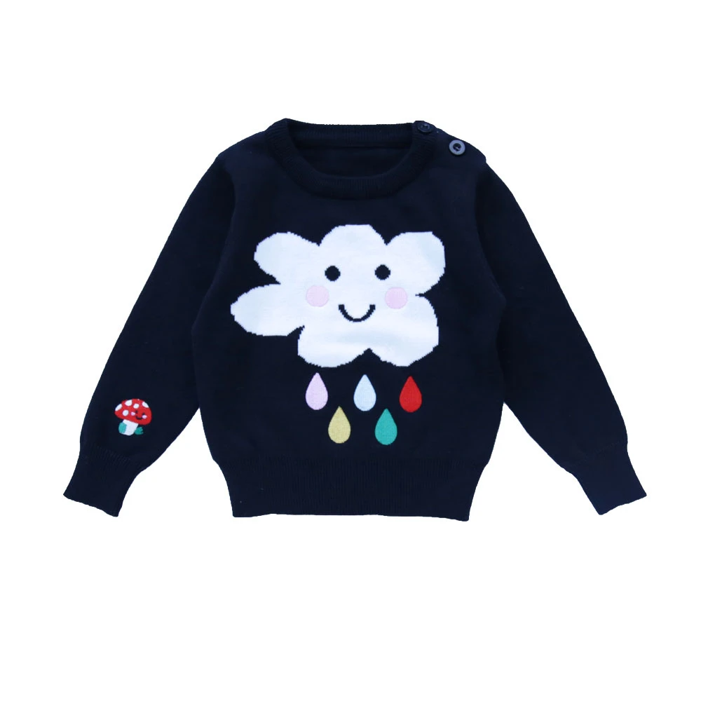 

Wholesale Kids Clothes Baby Girls Cartoon Knitting Children Pullover Winter Cotton Sweater, Black;blue