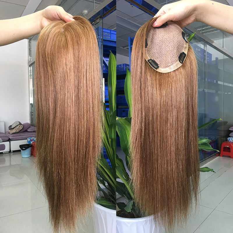 

Indian remy hair toupee for women base size 5.5 inch x 6 inch sunlight human hair toppers, Color #1b;can be changed to other color