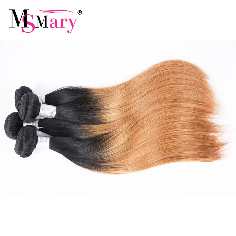 

1B 30 Ombre Virgin Cuticle Aligned Hair Free Sample Hair Bundles Extension Human Brazilian Straight Hair, 1b/30 ombre color