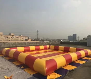 red inflatable pool