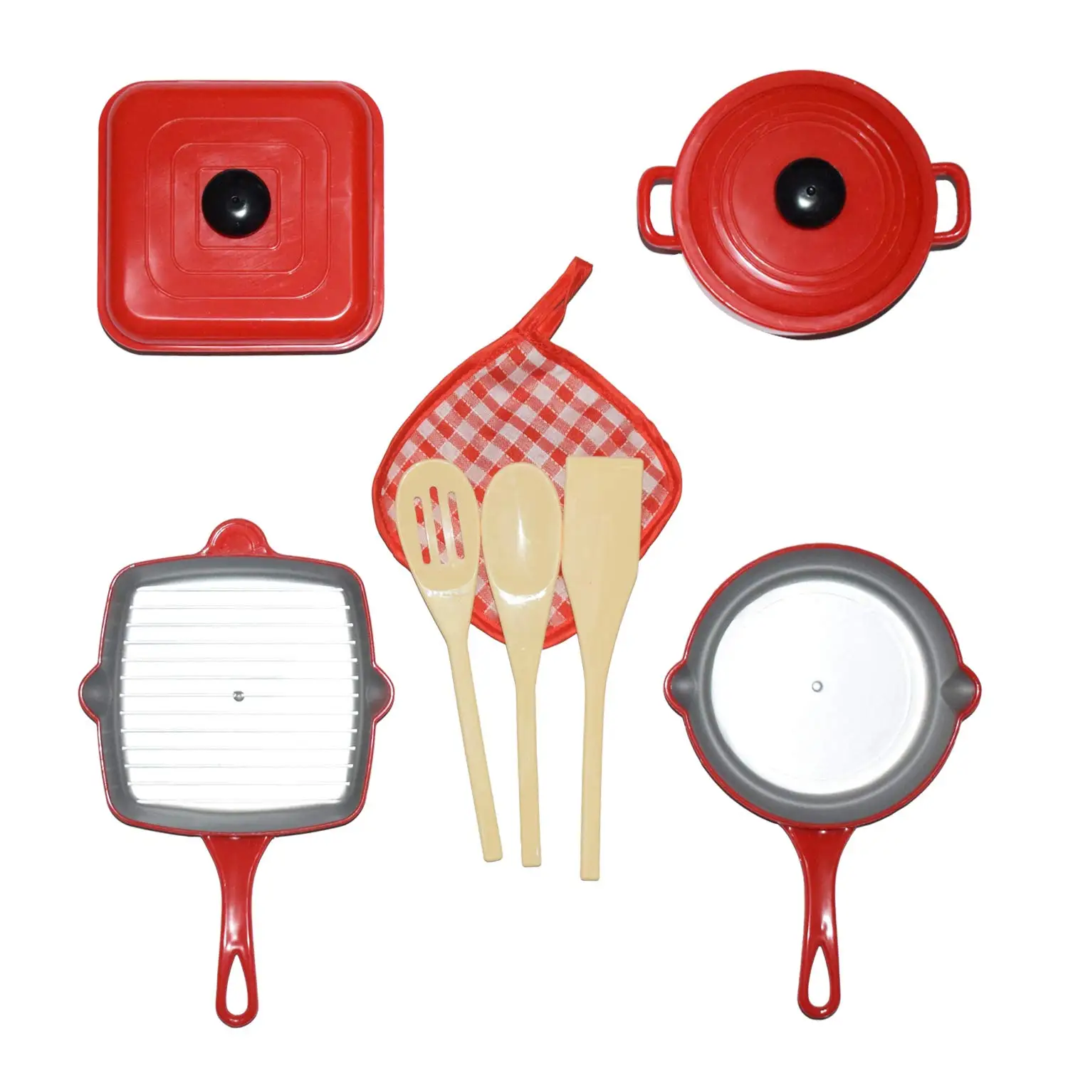 10 Piece Pots And Pans Kitchen Cookware Play Set For Kids With Cooking