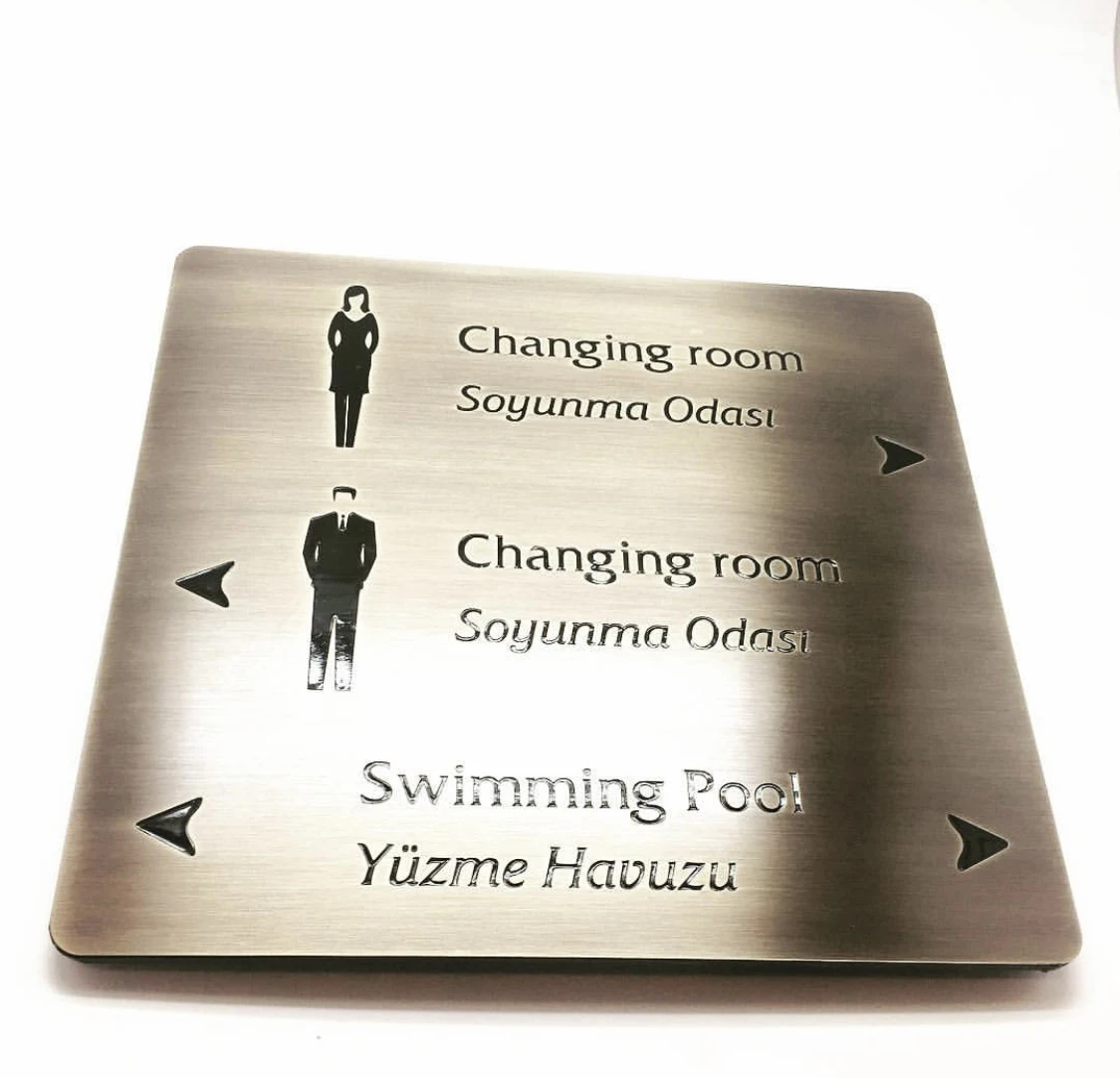 good looking hotel office antique etched metal nameplate