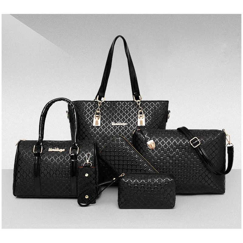 

Hot Sale 6pcs Ladies PU Leather Handbag set Women Satchel Handbag For Lady