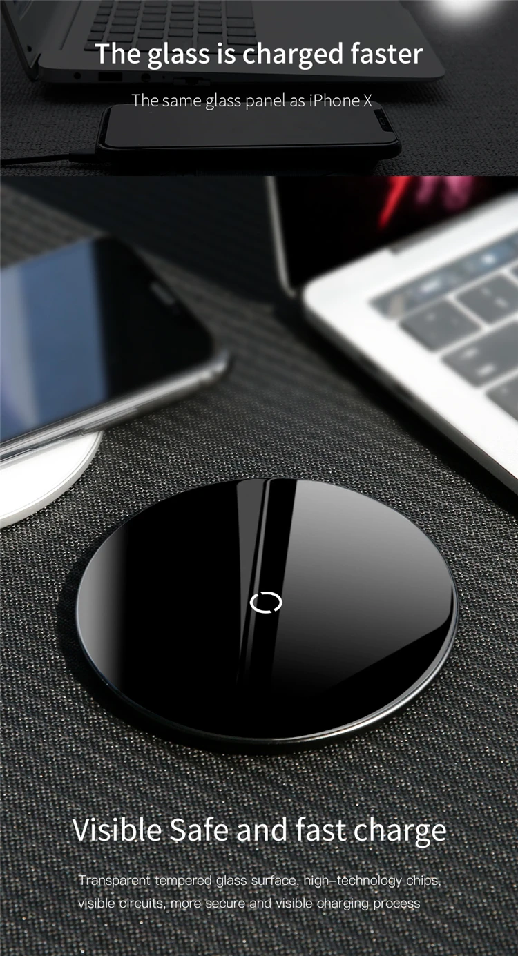 Baseus Ultra-Thin Fast 10w Qi Wireless Fast Charger Pad for Mobile Phone