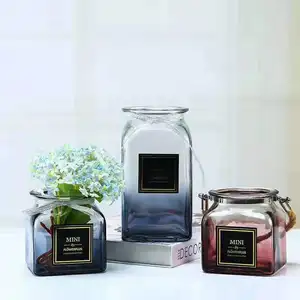 Modern style square glass vase cheap crystal vase