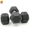 Biggest factory Black Rubber Coated Hex dumbbells