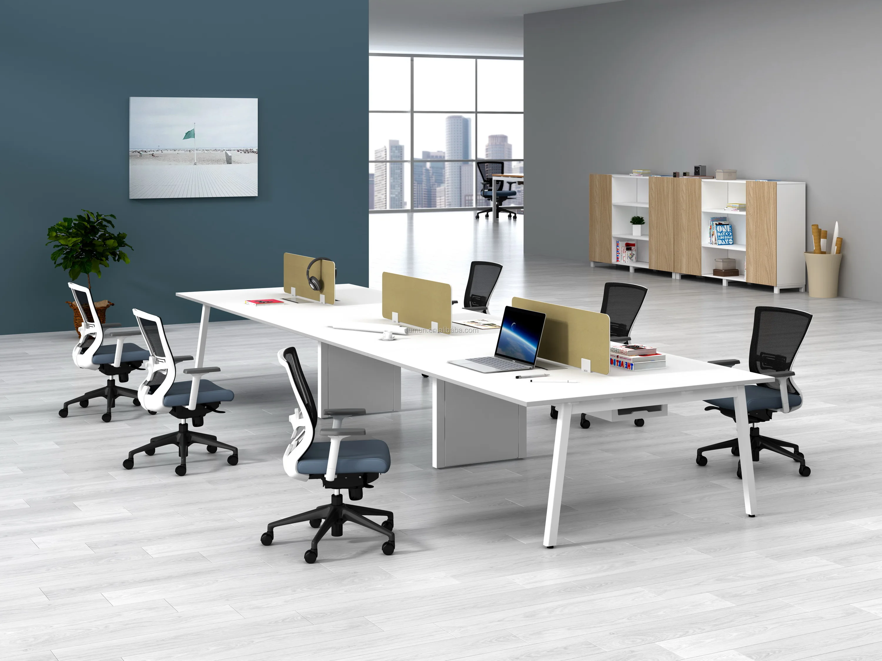 Greenguard Open Space Office Workstation With Divided Boards 6 Person ...