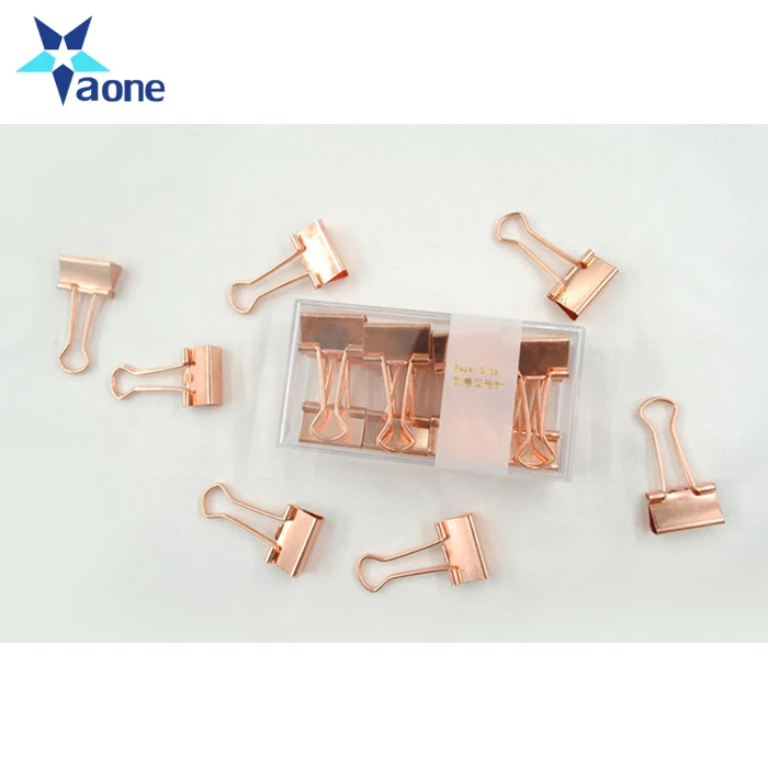 
Custom 19mm Solid Color Rose Gold Metal Notebook Binder Clips With Box Notes Letter Paper Clip Office Supplies 