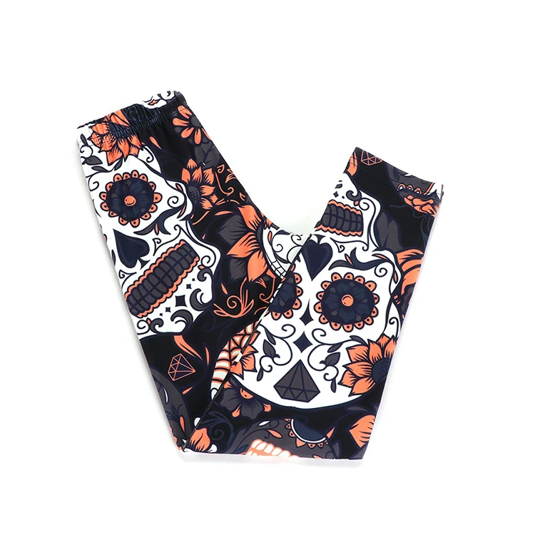 

Skin-Friendly Super Soft High Waist Halloween Print Kids Leggings, As show