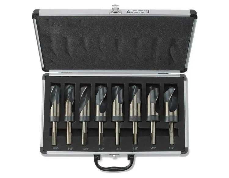 8Pcs Inch Black and Gold Silver and Deming Blacksmith HSS Drill Bit Set for Metal Steel Drilling in Aluminium Box