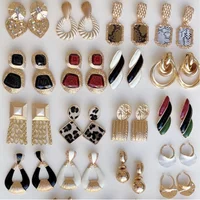 

17037 Dvacaman Za 2019 Hot Sale Fashion Crystal Personality Tribe Hoop Drop Pendent Stone Stud Earrings Long For Women Jewelry