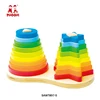 Educational blocks montessori toy children wooden rainbow stacker for kids 1+