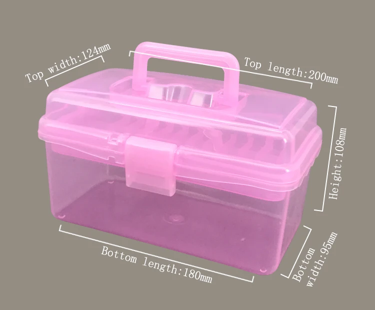 Clear Light Blue Plastic Multipurpose Handled Storage Box  w/Removable Tray 