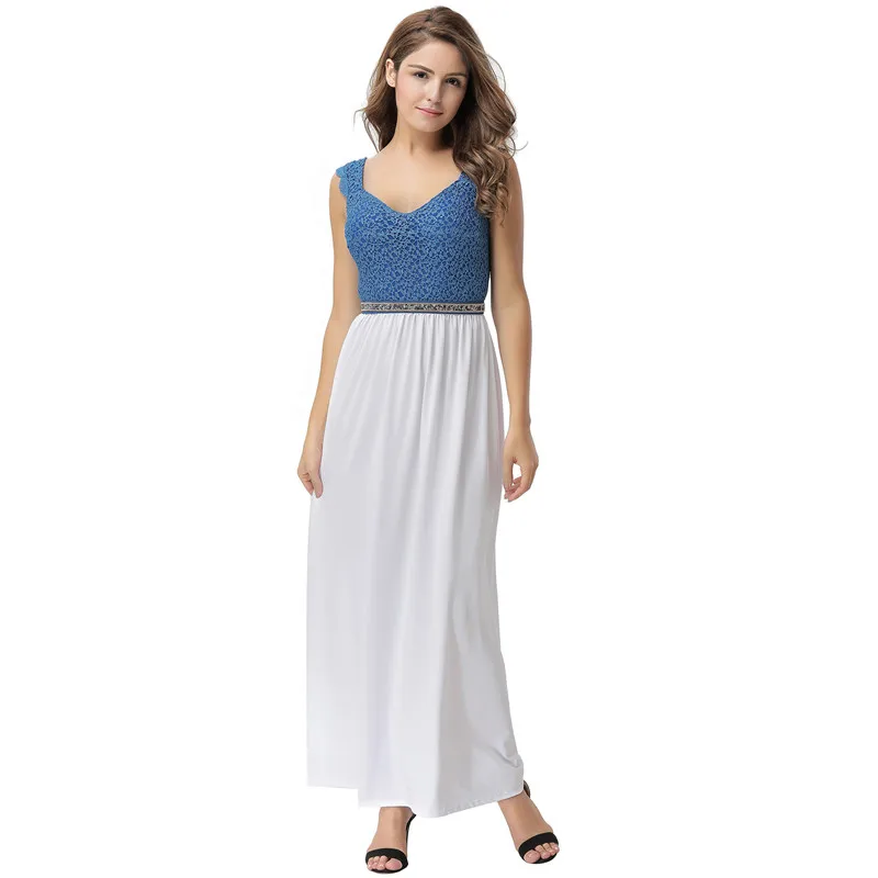 

Best Selling Fashion Prom Long Formal Sexy Woman Dress, White blue dress