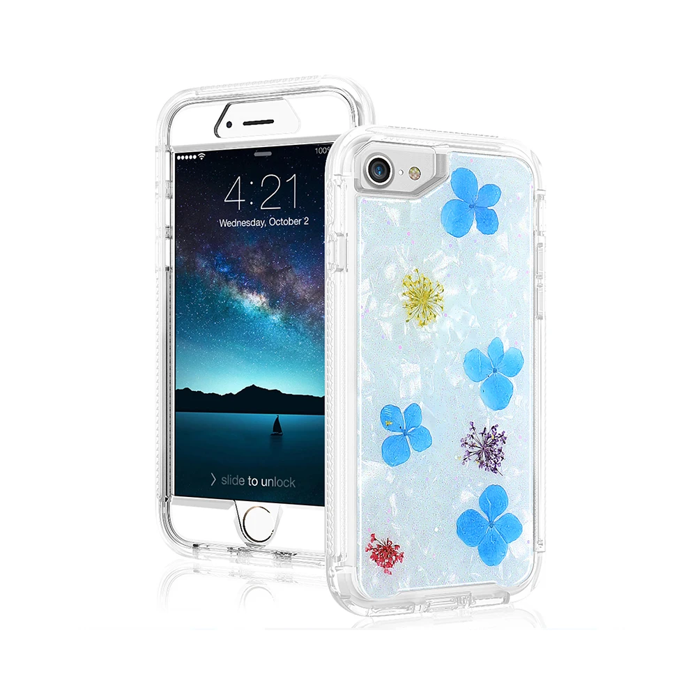 

Wholesale Custom Pressed Dried Floral Phone Case Dry Flower Mobile Phone Cover for Iphone 6 7 for Girls, Black;green;red;white;pink;purple;light blue;blue